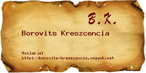 Borovits Kreszcencia névjegykártya